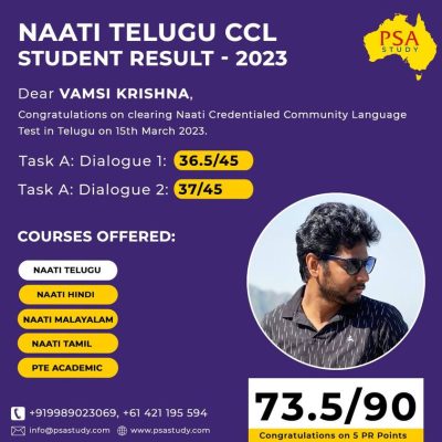 PSA Study NAATI CCL Telugu Academic Score Report