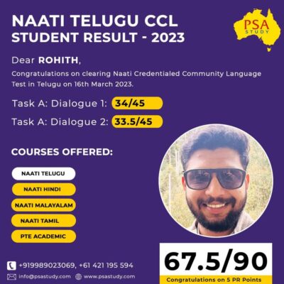 PSA Study NAATI CCL Telugu Academic Score Report