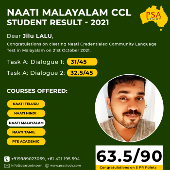 Naati CCL Malayalam for PSA Study