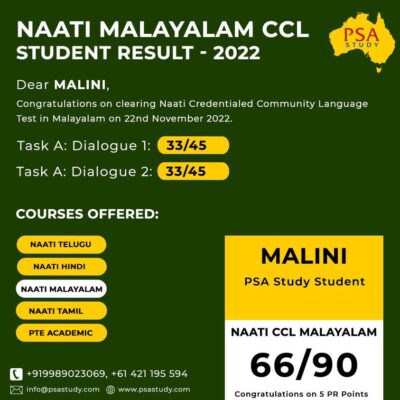 Naati CCL Malayalam for PSA Study